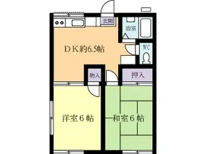 リバーサイド桜(2DK/2階)の間取り写真