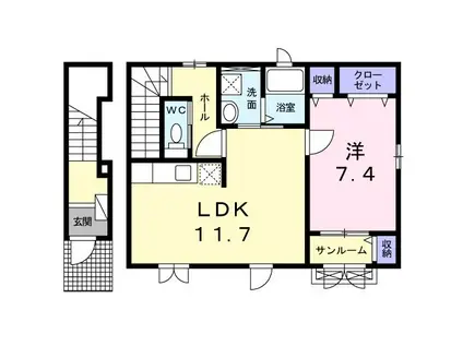 セイリング IX(1LDK/2階)の間取り写真