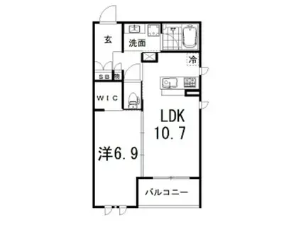 シャーメゾンフォルトゥーナ(1LDK/1階)の間取り写真