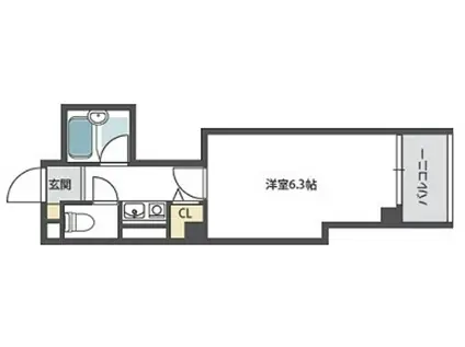 ビラ菱屋西(1K/4階)の間取り写真