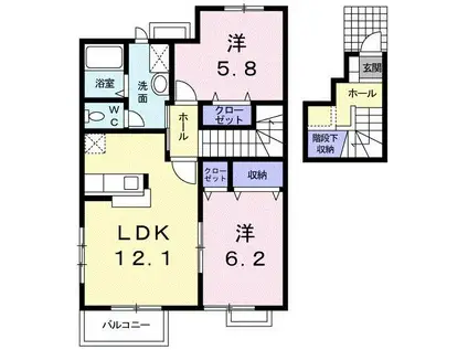 エクセルメゾンB(2LDK/2階)の間取り写真