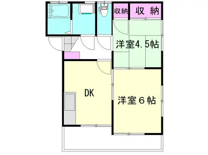 川原ハイツ(2DK/2階)の間取り写真