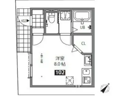 西武新宿線 野方駅 徒歩13分 2階建 築4年(ワンルーム/1階)の間取り写真