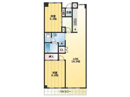 シャインクロコ(2LDK/2階)の間取り写真