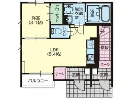 アルトフルス鶴田(1LDK/1階)の間取り写真