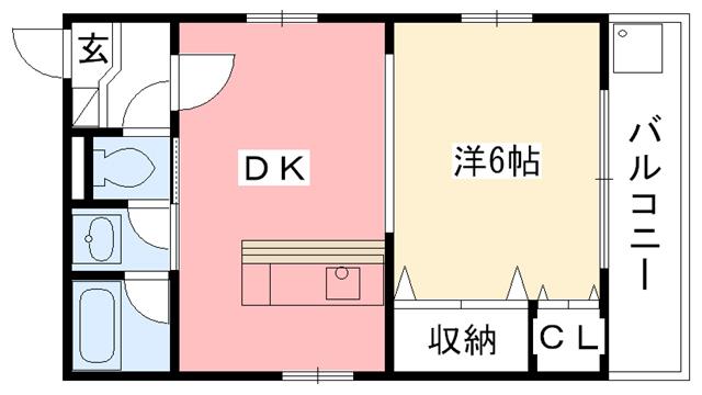 ドムール甲子園(1DK/5階)の間取り写真