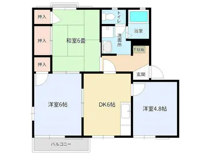 メゾン桐ヶ窪B棟(3DK/2階)の間取り写真