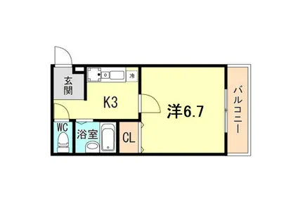 エントピアくるみII(1K/3階)の間取り写真