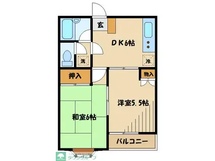 パークフルール(2DK/1階)の間取り写真