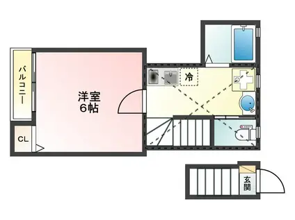 GLANZ 王子 ウエスト(1K/2階)の間取り写真