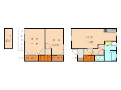 メゾン翔栄(2LDK/1階)の間取り写真
