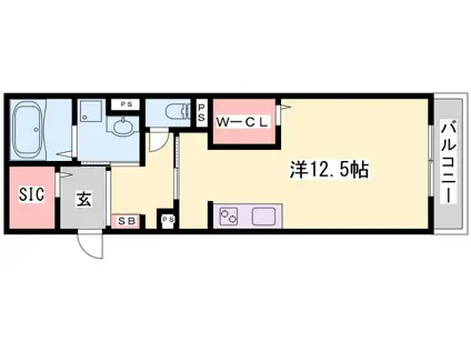 ルミエール野添(ワンルーム/1階)の間取り写真