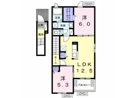 ラルーチェ B(2LDK/2階)の間取り写真