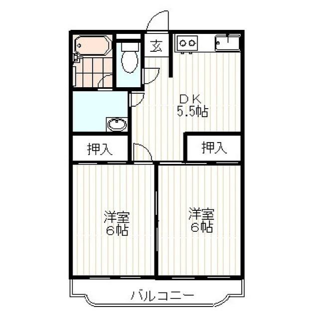 メゾン若松第一(2DK/4階)の間取り写真