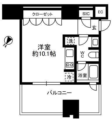 THE ROPPONGI TOKYO SUPERIOR RESIDEN(1K/10階)の間取り写真