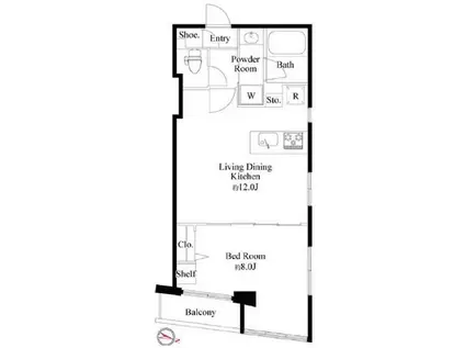 グランツルクサス神田(1LDK/8階)の間取り写真