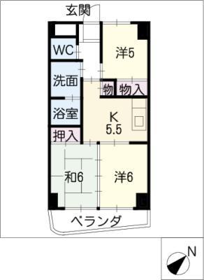 サンヒルズ松和花壇(3K/2階)の間取り写真