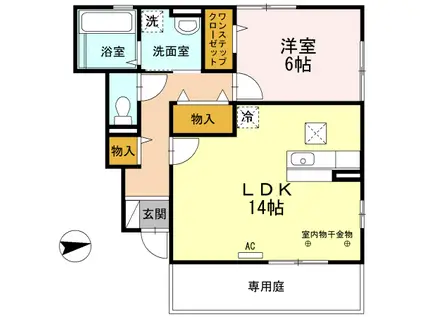 グリーンハイツ兼田(1LDK/1階)の間取り写真