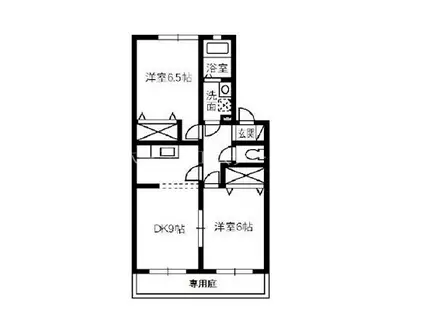 ハピネス21(2DK/1階)の間取り写真