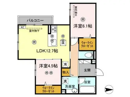 サンドルフ高須II番館(2LDK/1階)の間取り写真