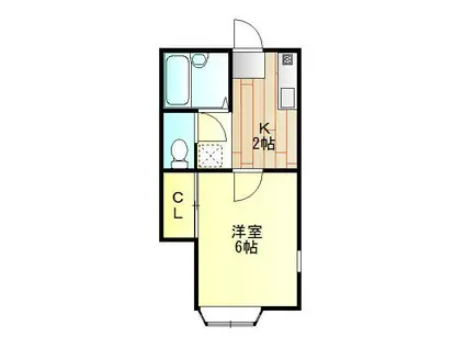 リバティーワカミヤ(1K/1階)の間取り写真