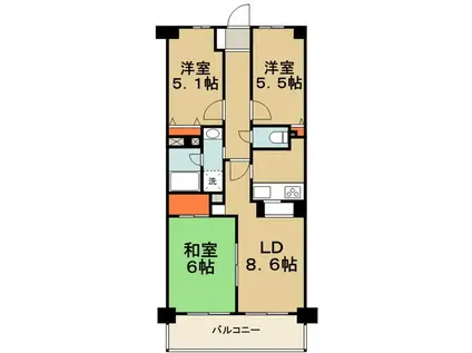 グリーンコーポ川崎NCS(3LDK/2階)の間取り写真