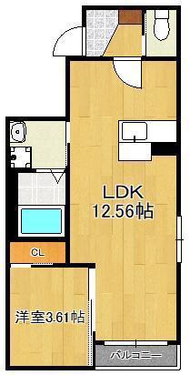 GRAND COURT 01(1LDK/2階)の間取り写真