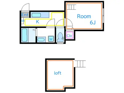 コンパートメントハウス西新井(1K/2階)の間取り写真