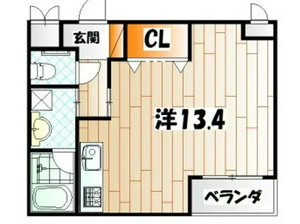 ベルベデール大門(ワンルーム/1階)の間取り写真