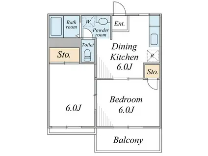 ルミエール小山(2DK/1階)の間取り写真