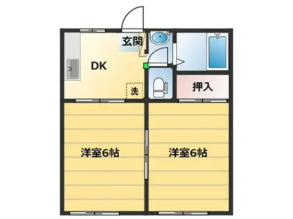 サンハイツ榎戸(2DK/1階)の間取り写真