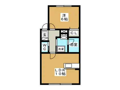 ミーティア(1LDK/1階)の間取り写真
