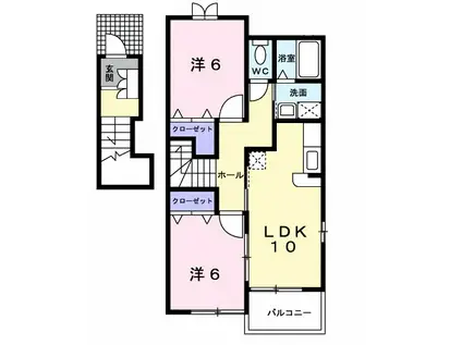 パルククレール・ササキ(2LDK/2階)の間取り写真