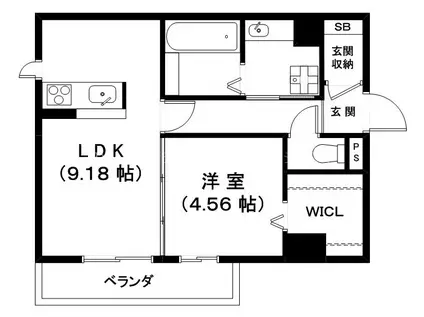 ファンシービビッド(1LDK/1階)の間取り写真