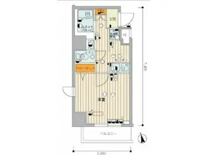 スカイコート浅草雷門(1K/3階)の間取り写真