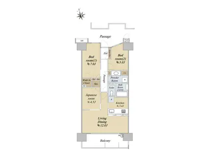 リビオ日暮里グランスイート(3LDK/7階)の間取り写真