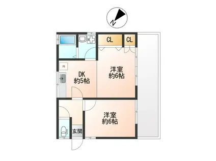 MMハイム(2DK/1階)の間取り写真