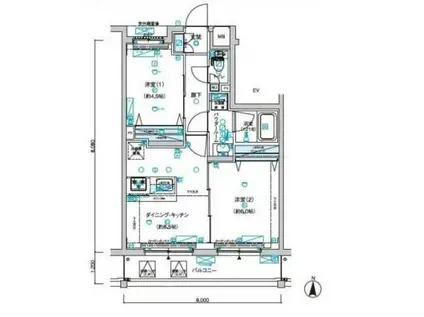メインステージ大森町II(2DK/1階)の間取り写真