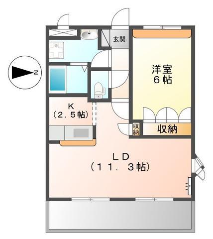 サンシャイン1号館(1LDK/1階)の間取り写真