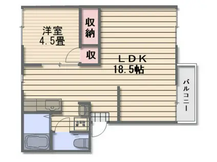 妹尾グリーンコーポ(1LDK/2階)の間取り写真