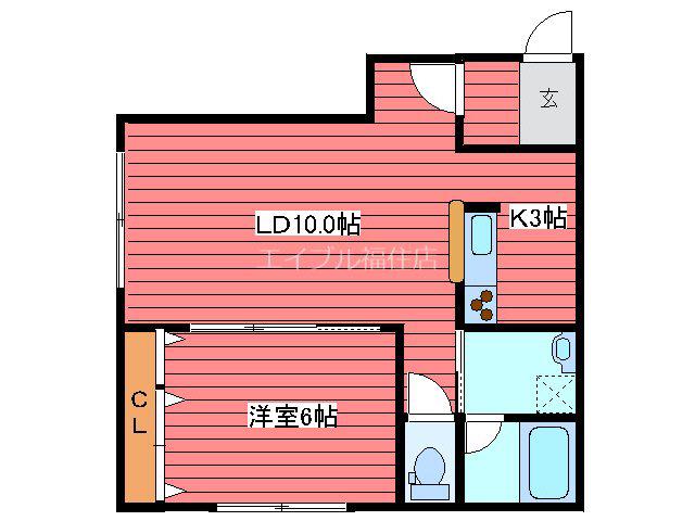 プランドールナギ(1LDK/1階)の間取り写真