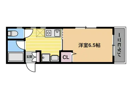 フォルツァ和田岬(1DK/2階)の間取り写真