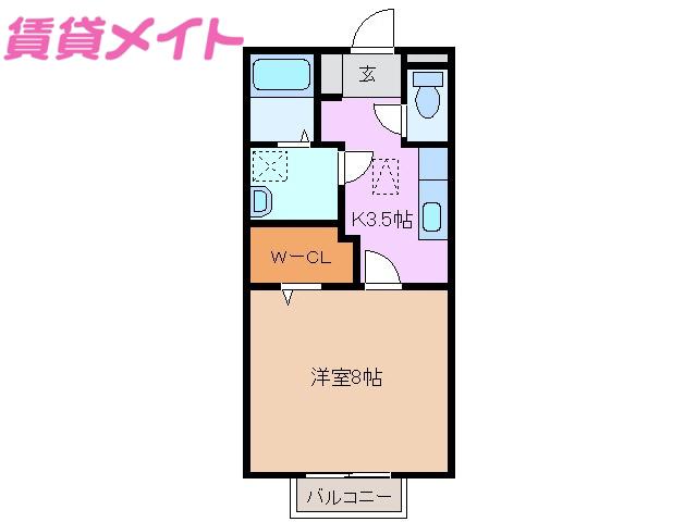 エトワール(1K/2階)の間取り写真
