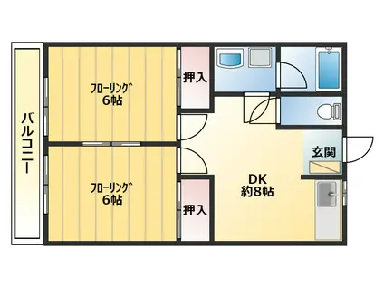 柿沼コーポ(2DK/2階)の間取り写真
