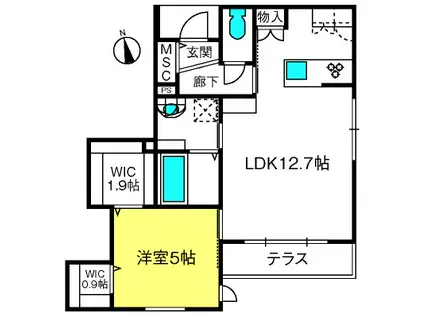 イル・ラシーヌ 南棟(1LDK/1階)の間取り写真