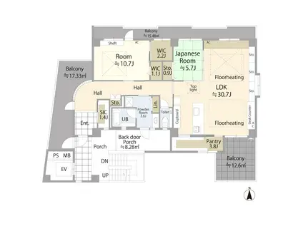 GROVE梅田東(2LDK/6階)の間取り写真