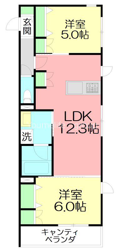 HOUOLI EBINA(2LDK/2階)の間取り写真