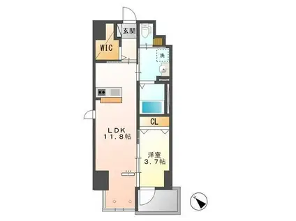 ポートレブニー(1LDK/4階)の間取り写真