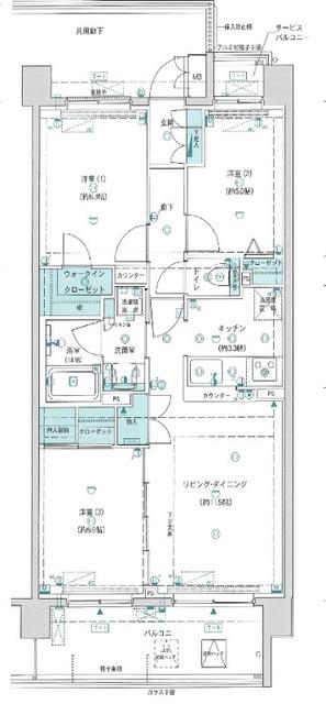 アビダス舎人テラス(3LDK/3階)の間取り写真
