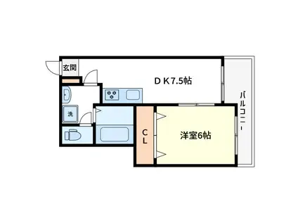 ドウェル エミネント(1DK/4階)の間取り写真